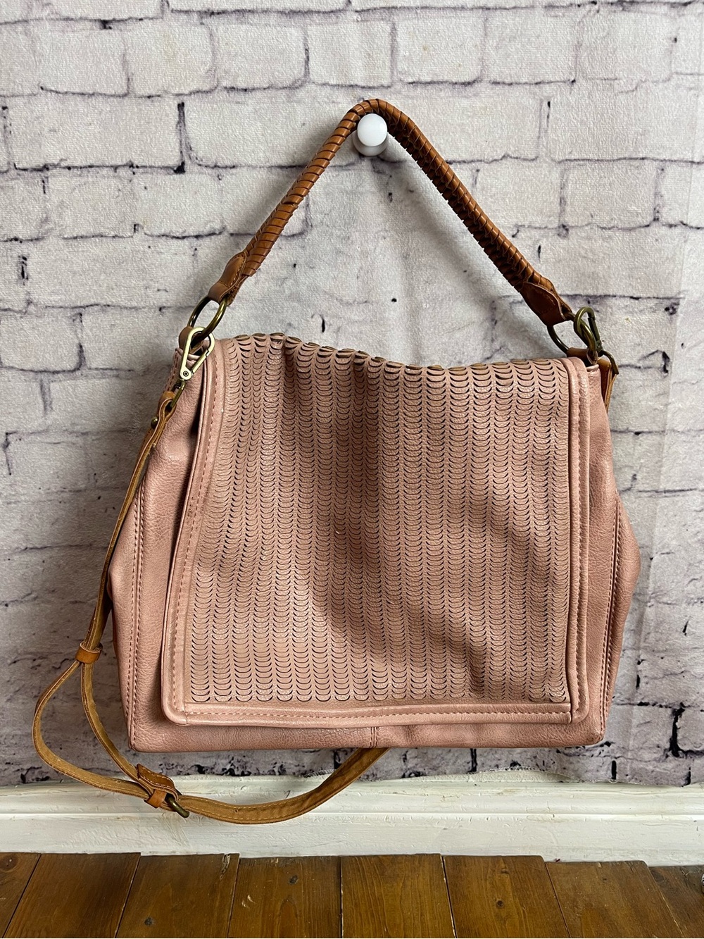 Free People golden valley faux leather crossbody messenger bag